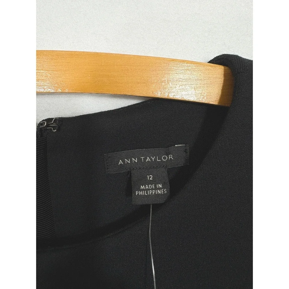 Ann Taylor Womens Black Double Knit Midi Flare Dress Size 12 NEW - Picture 8 of 14